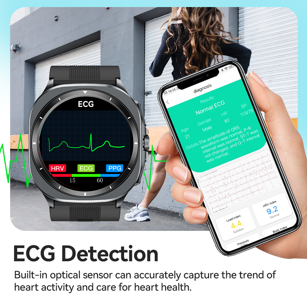 NOYAFA New ECG+PPG Blood Fat U - Fall Detection Watch avaliação e preço