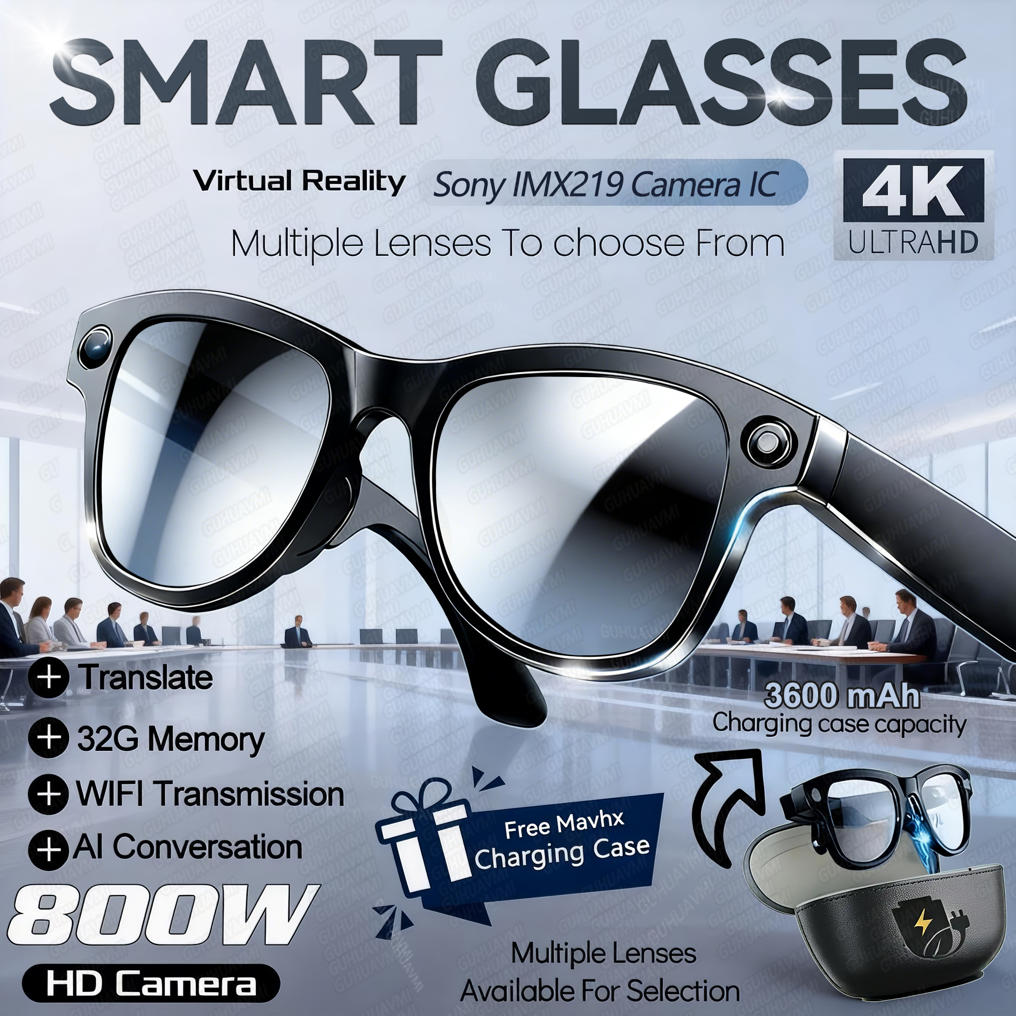 New 800W 4k HD Camera Smart Gl - Smart Glasses Lens avaliação e preço