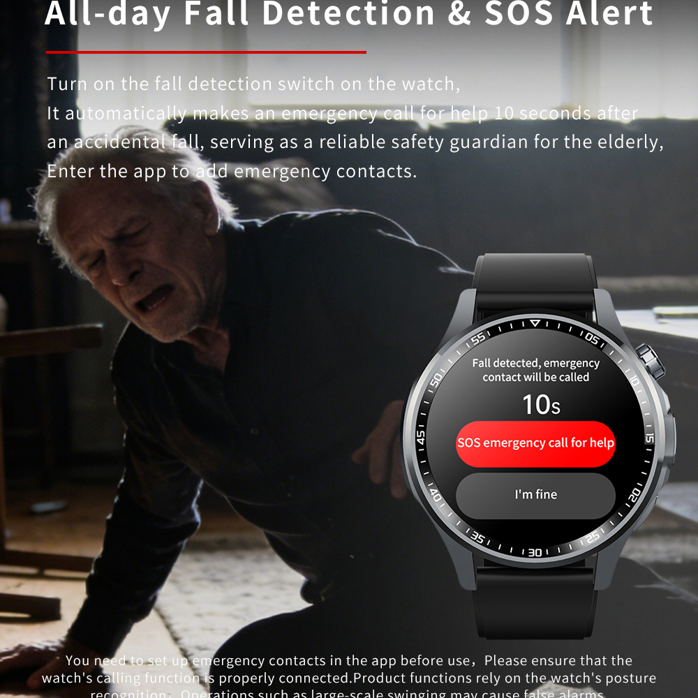 SOS Alert Heart Rate Fitness S - Fall Detection Watch avaliação e preço