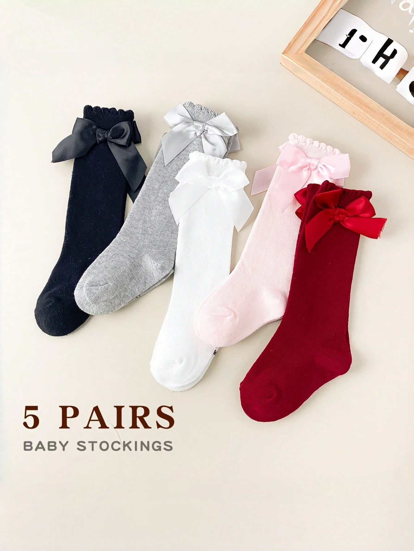 1/5 Pairs Baby Girls Bow Knee  - Baby Sock Oximeter avaliação e preço