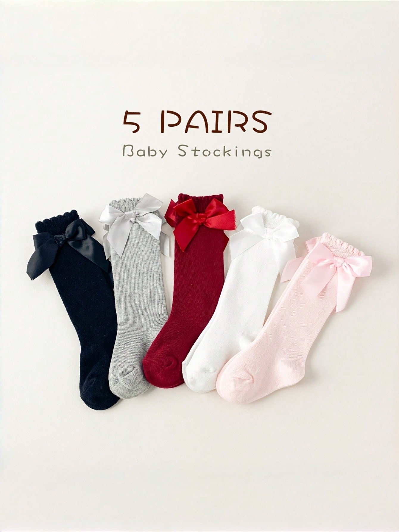 1/5 Pairs Baby Girls Bow Knee  - Baby Sock Oximeter avaliação e preço