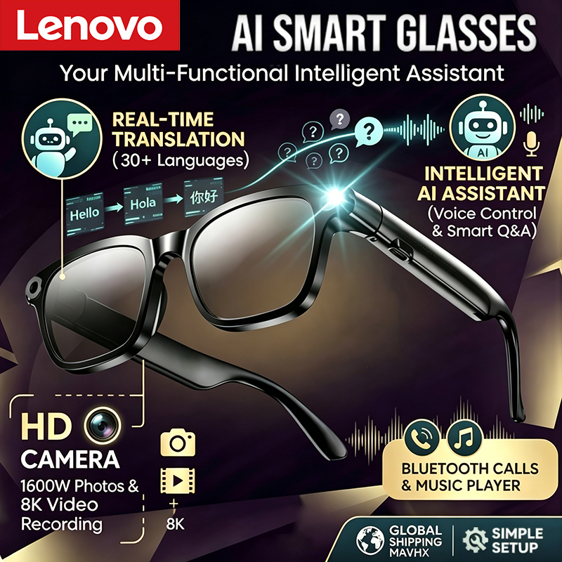 Lenovo 1600MP Camera 8K HD Sma - Smart Glasses Lens avaliação e preço